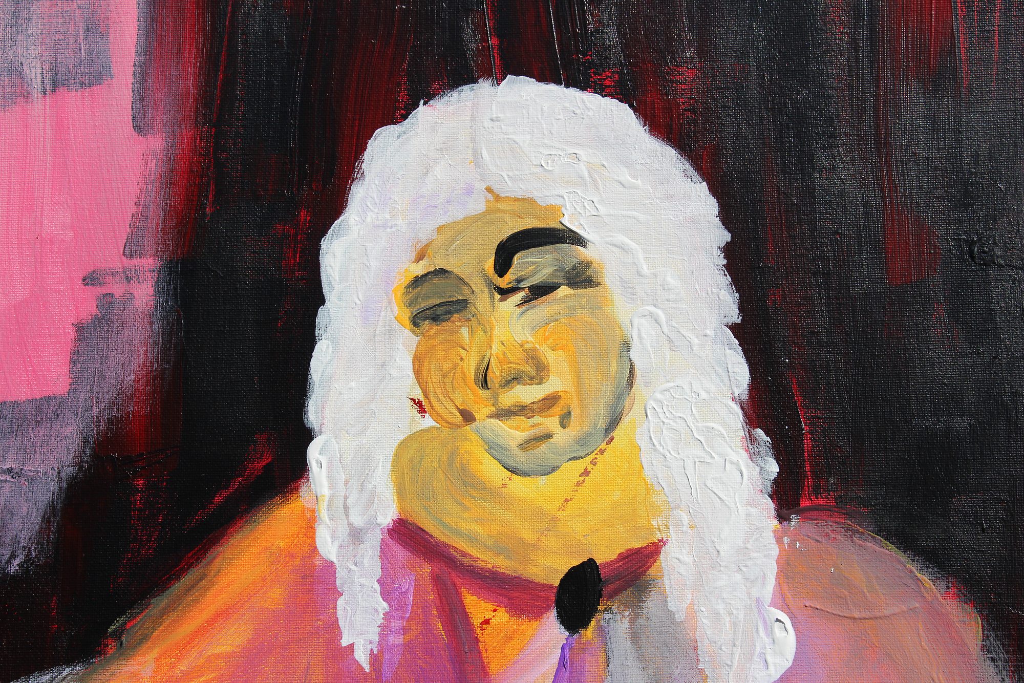 Detail 3 of Virgil on Virtual Cage, a painting by Yiğit Özen