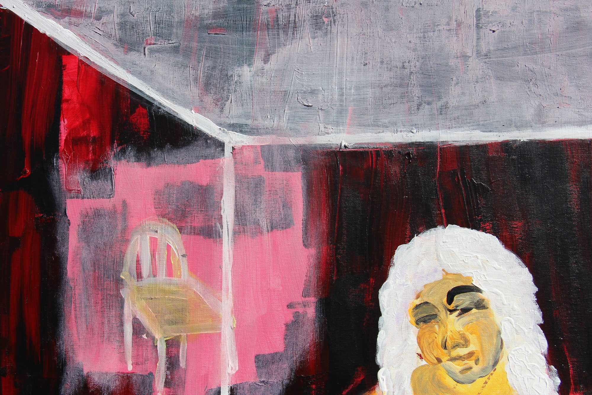 Detail 7 of Virgil on Virtual Cage, a painting by Yiğit Özen