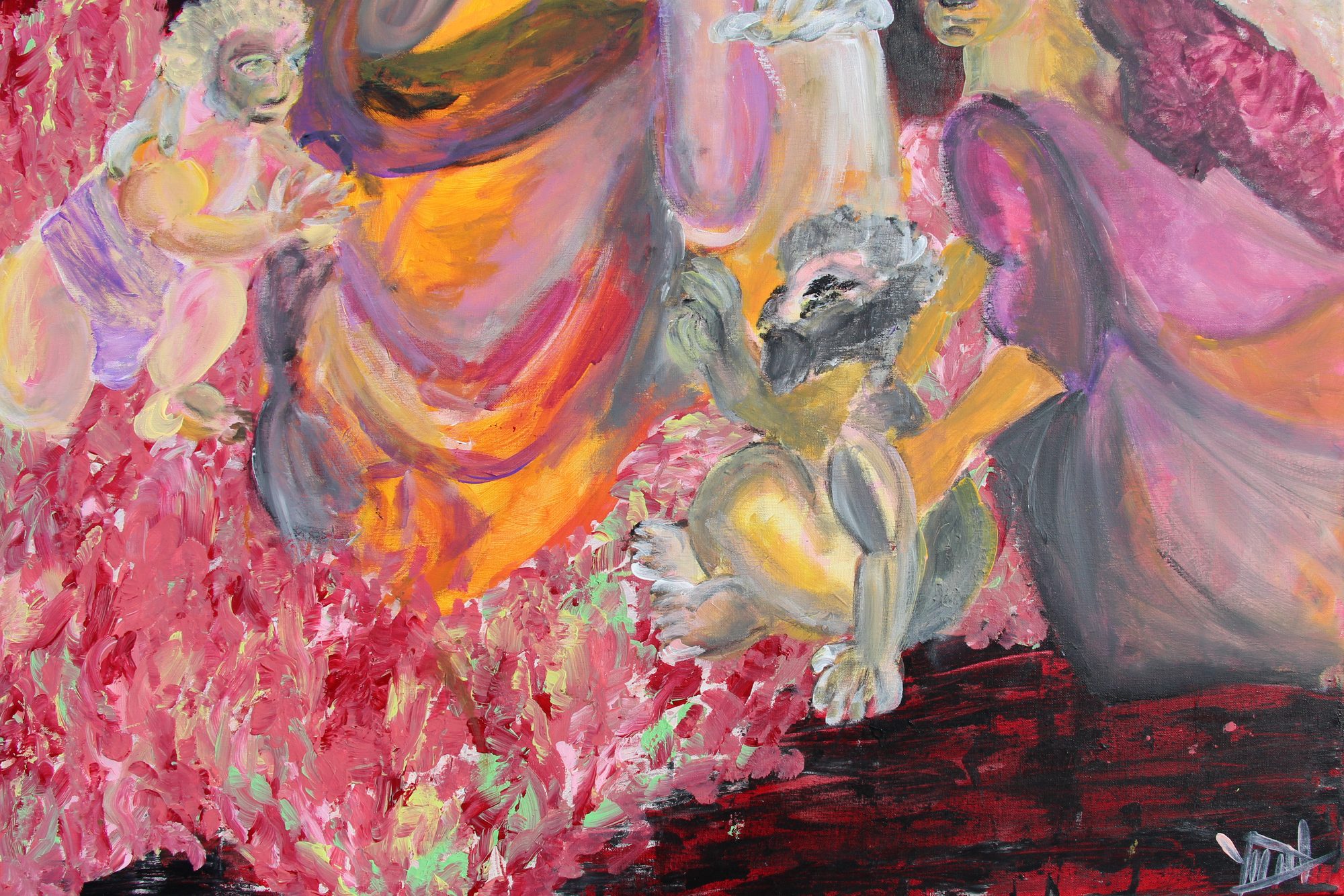Detail 8 of Virgil on Virtual Cage, a painting by Yiğit Özen