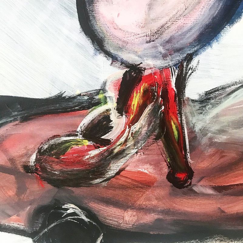 Detail 3 of cellular spleens, a painting by Yiğit Özen