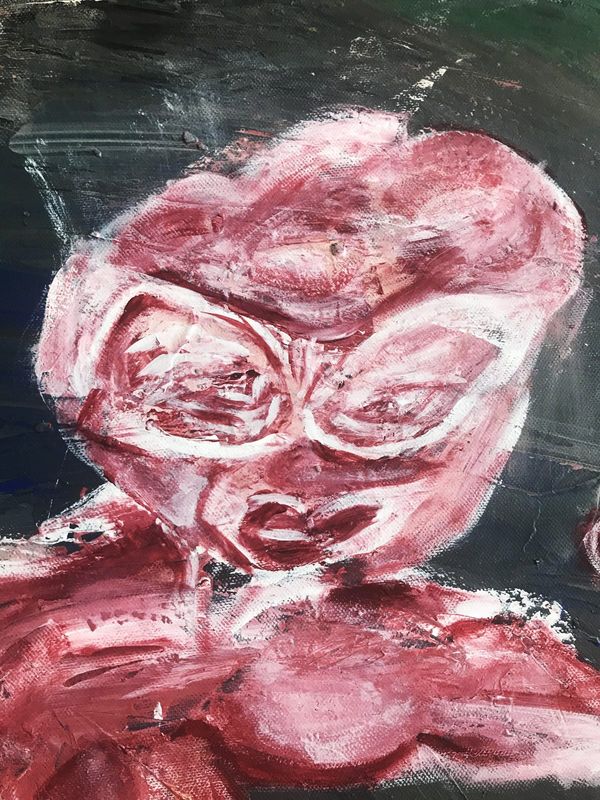 Detail 1 of When the Darkness surrounds, be among those who burn the Great Fire, a painting by Yiğit Özen